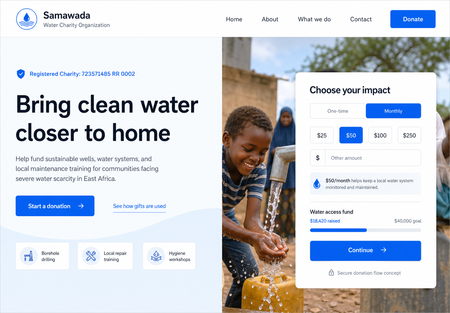 Samawada donor flow prototype screen
